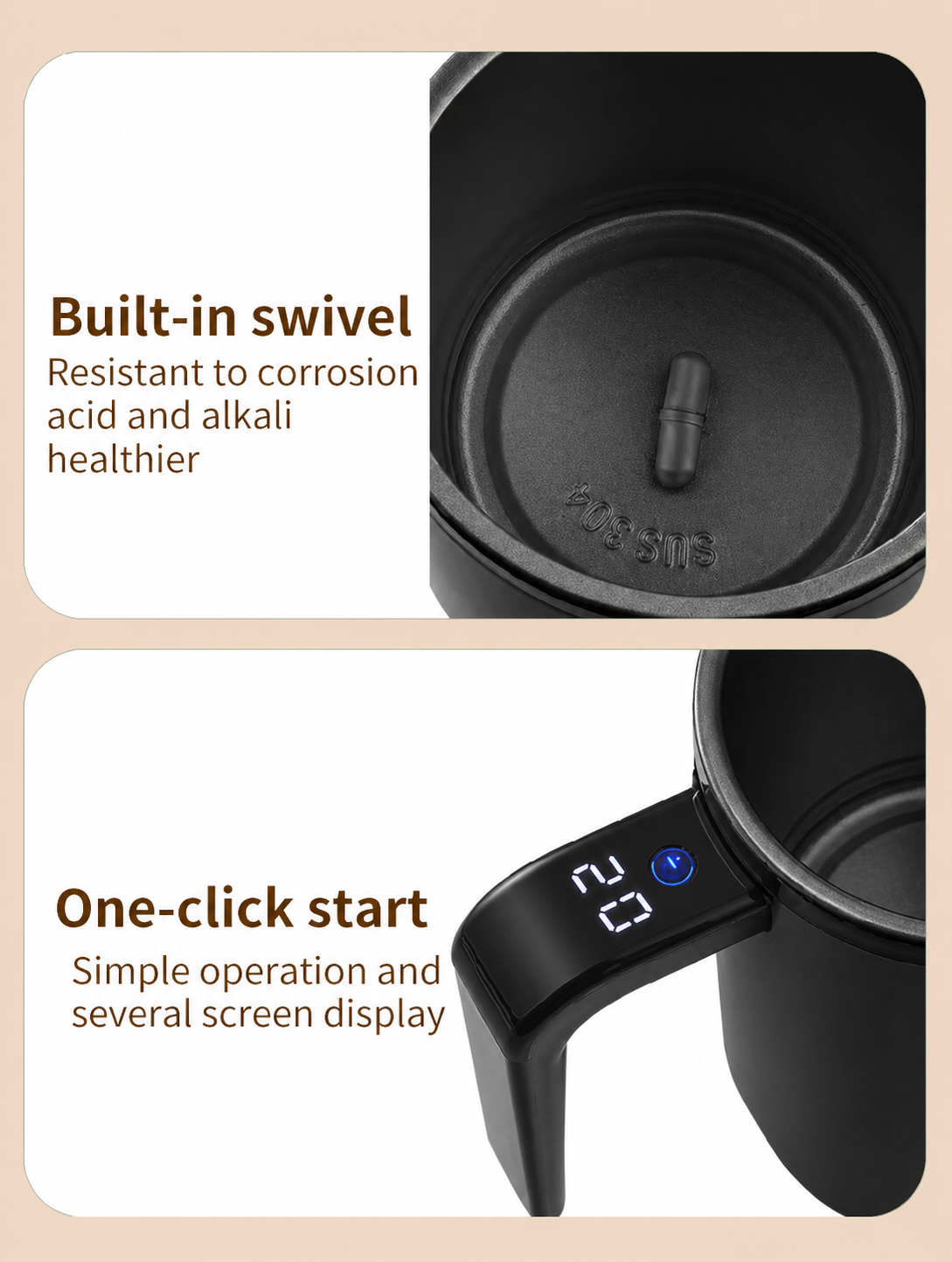 Self-stirring coffee mug